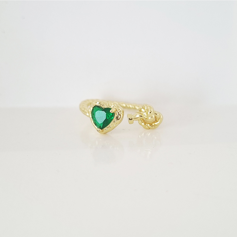 anillo corazon amarrado verde
