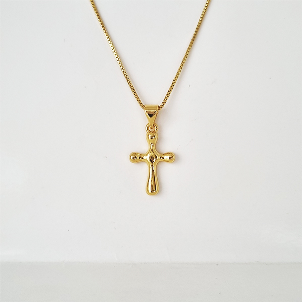 cadena cruz mini dorada
