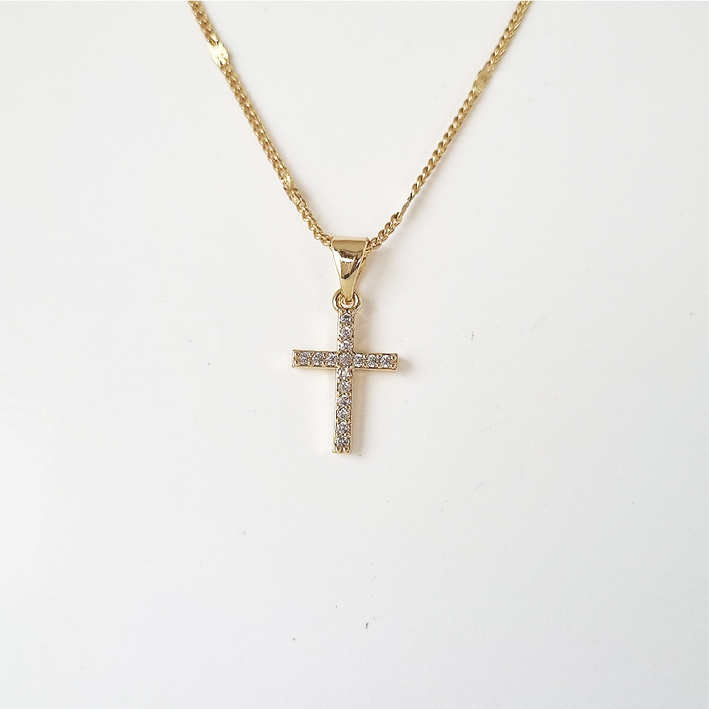 cadena cruz mini brillante