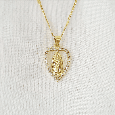 CADENA VIRGEN GUADALUPE CORAZON BRILLANTE