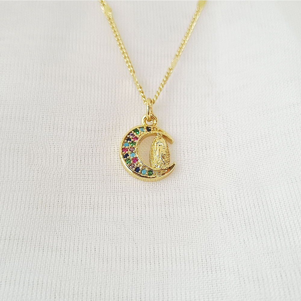 CADENA VIRGEN GUADALUPE MEDIALUNA COLORES