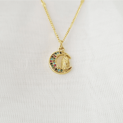 CADENA VIRGEN GUADALUPE MEDIALUNA COLORES