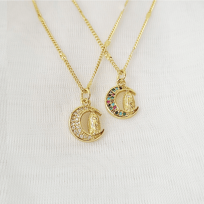 CADENA VIRGEN GUADALUPE MEDIALUNA COLORES