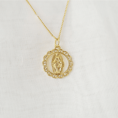 CADENA VIRGEN MILAGROSA FLOR BRILLANTE
