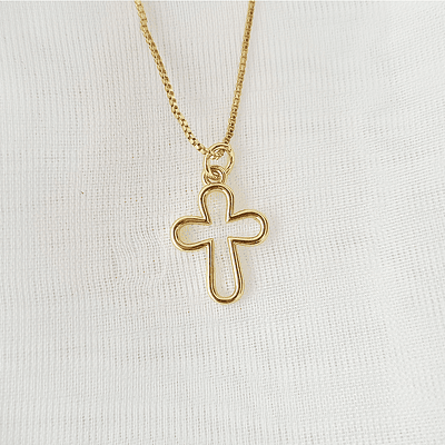 CADENA CRUZ SILUETE DORADA MINI