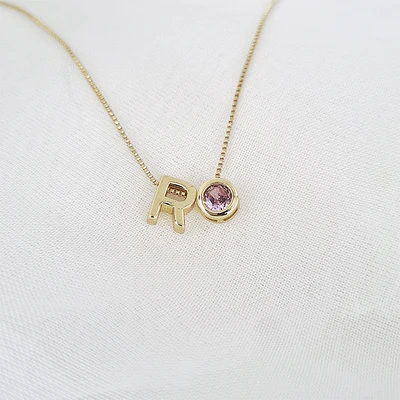 CADENA 1LETRA DORADA & CIRCON SOLTAIRE PALOROSA