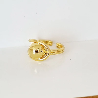 ANILLO ESFERA SOLITARIA DORADA