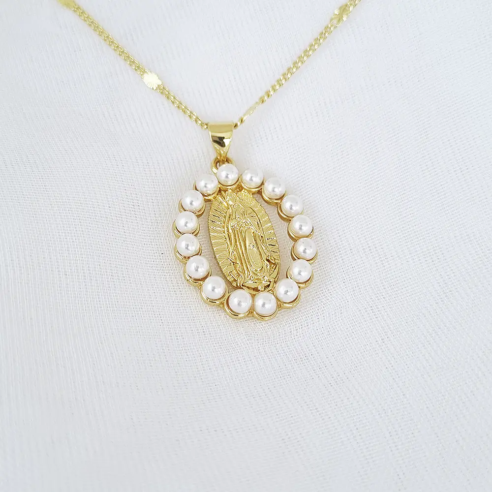 CADENA VIRGEN GUADALUPE PERLAS