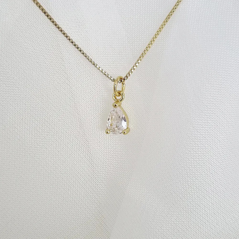 cadena circon lagrima brillante