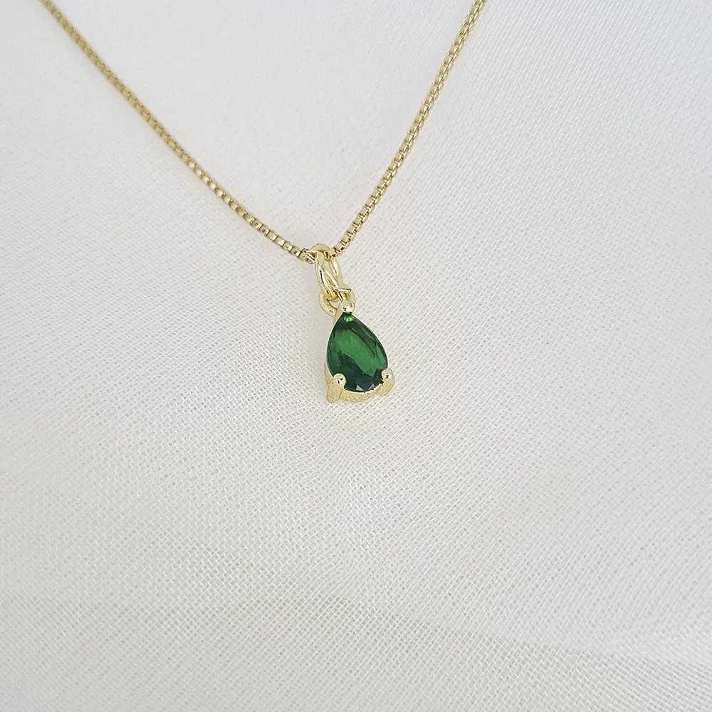 CADENA CIRCON LAGRIMA VERDE