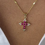 CADENA CRUZ ROMANA FUCSIA