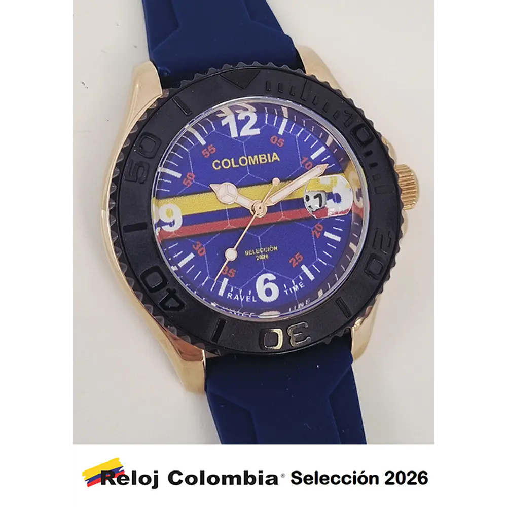 RELOJ COLOMBIA SELECCION 2026 DORADOAZUL