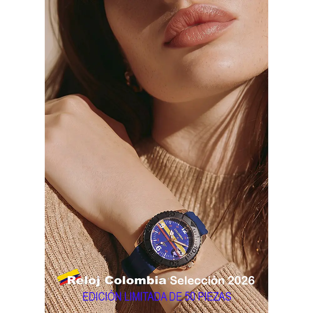 RELOJ COLOMBIA SELECCION 2026 DORADOAZUL