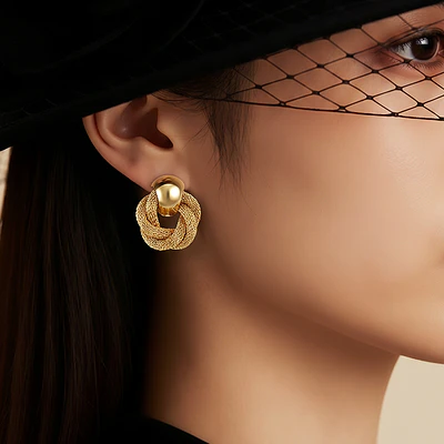 AROS TOPOS TRENZA DORADA