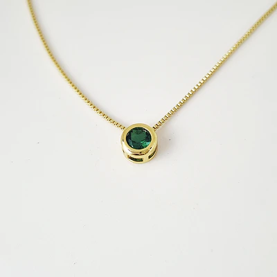 CADENA CIRCON SOLITAIRE VERDE 