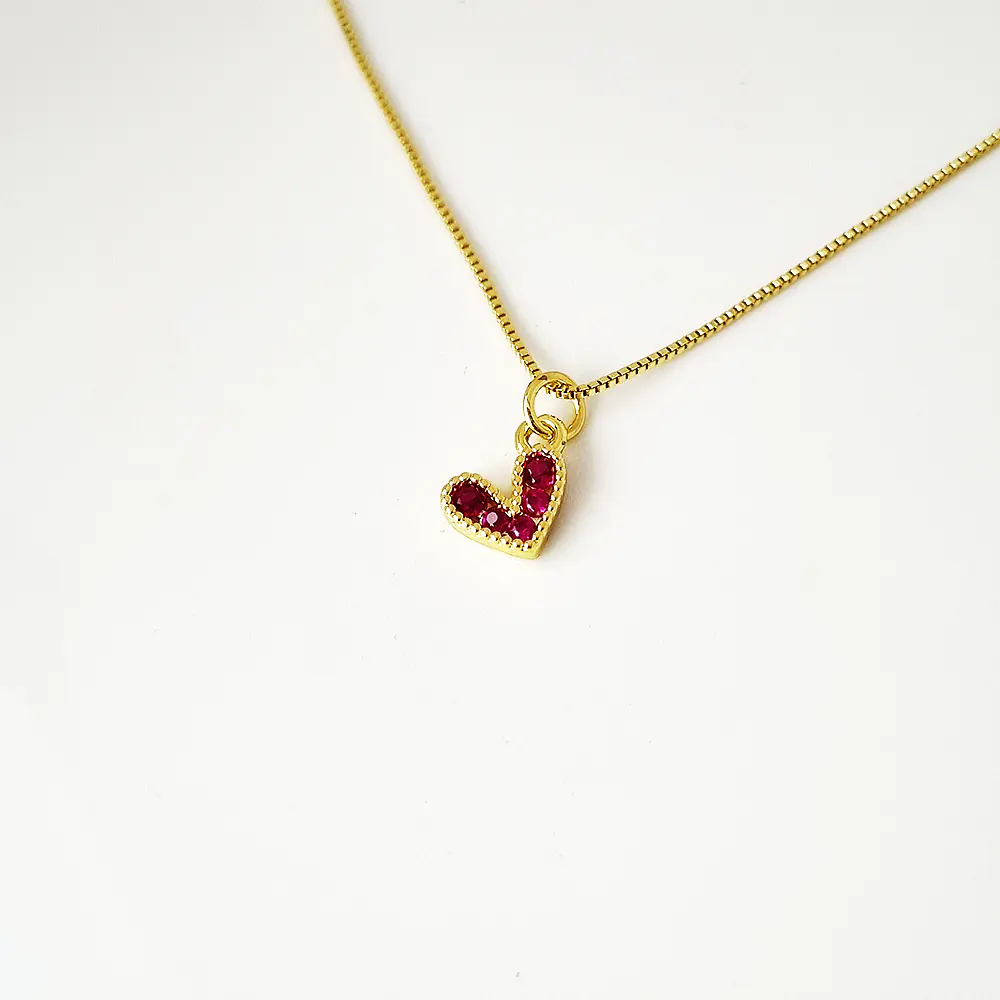 CADENA CORAZON AMORE FUCSIA