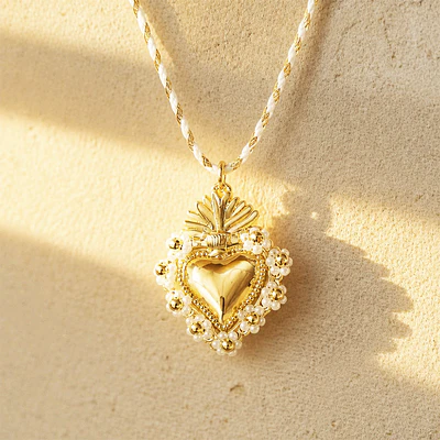 CADENA SAGRADO CORAZON MOSTACILLA BLANCA
