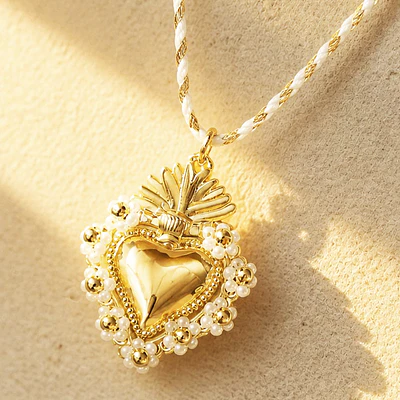 CADENA SAGRADO CORAZON MOSTACILLA BLANCA
