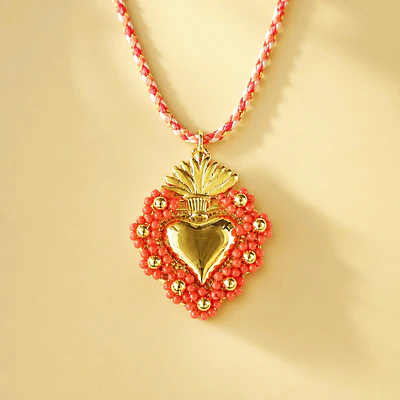 CADENA SAGRADO CORAZON MOSTACILLA ROJA