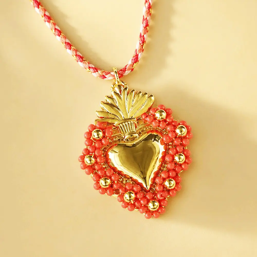 CADENA SAGRADO CORAZON MOSTACILLA ROJA
