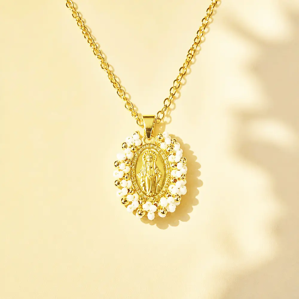 CADENA VIRGEN MILAGROSA MOSTACILLA BLANCA