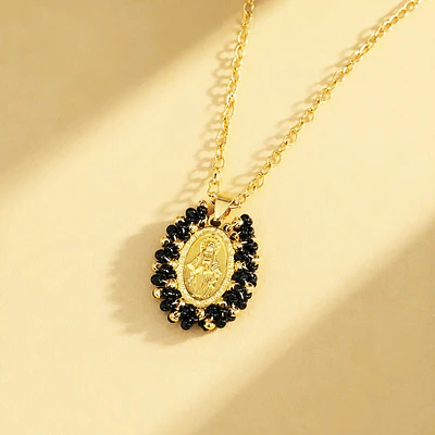 CADENA VIRGEN MILAGROSA MOSTACILLA NEGRA