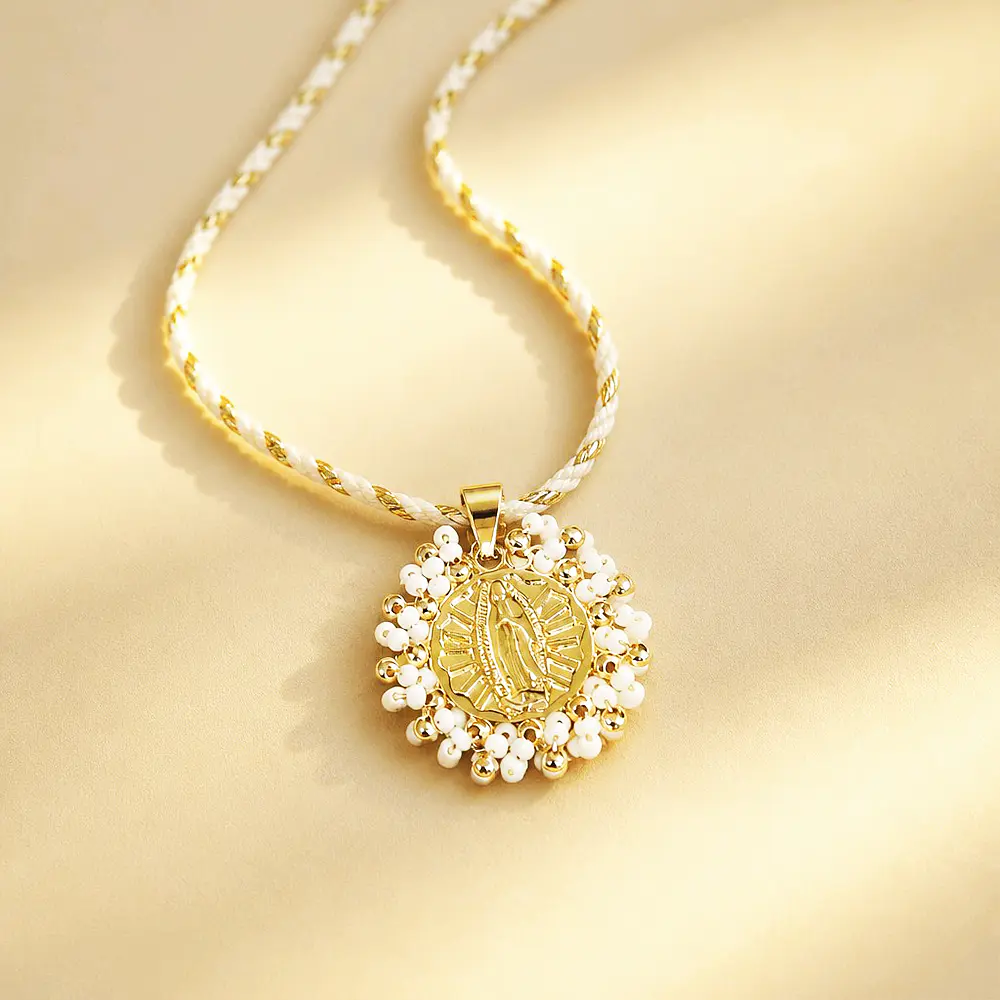 CADENA VIRGEN GUADALUPE MOSTACILLA BLANCA
