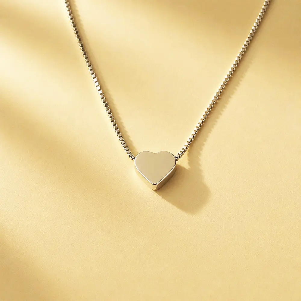CADENA CORAZON SOLITAIRE PLATEADO