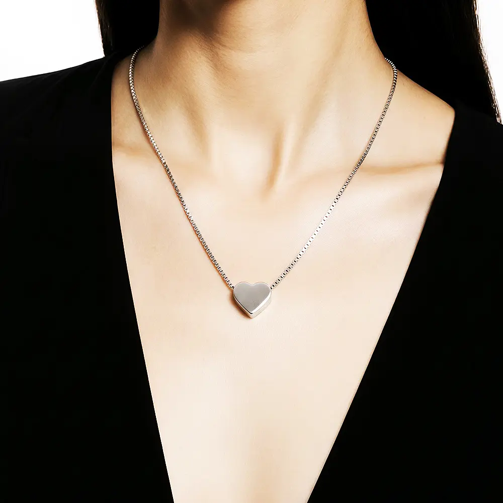 CADENA CORAZON SOLITAIRE PLATEADO