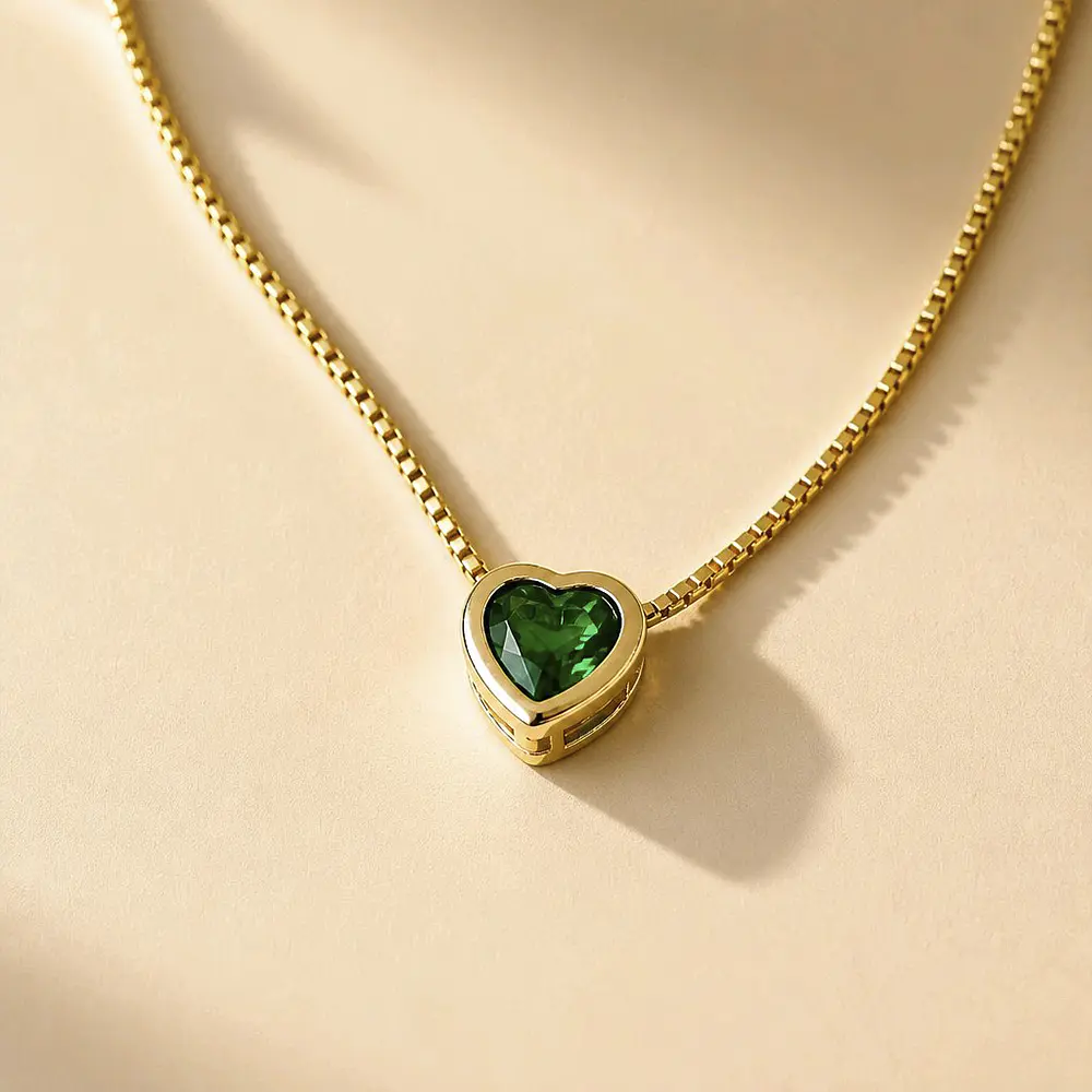 DIJE CORAZON SOLITAIRE VERDE
