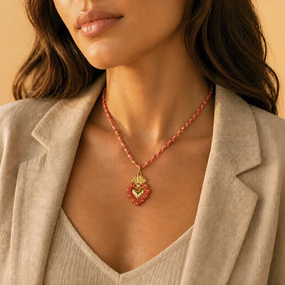 CADENA SAGRADO CORAZON MOSTACILLA ROJA