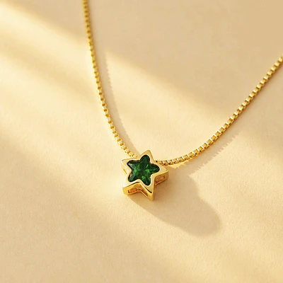 CADENA ESTRELLA SOLITAIRE VERDE