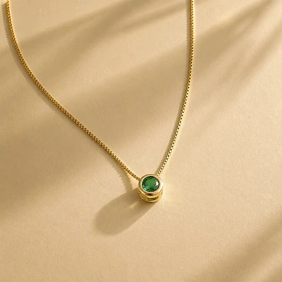 CADENA IKONICA CIRCON SOLITAIRE VERDE 