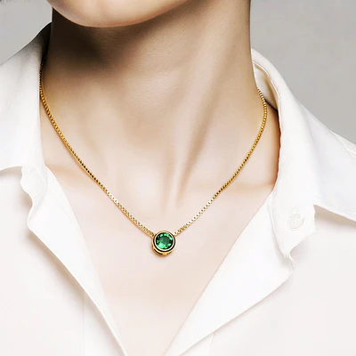 CADENA IKONICA CIRCON SOLITAIRE VERDE 