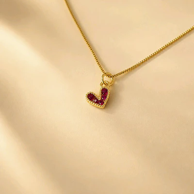 CADENA CORAZON AMORE FUCSIA