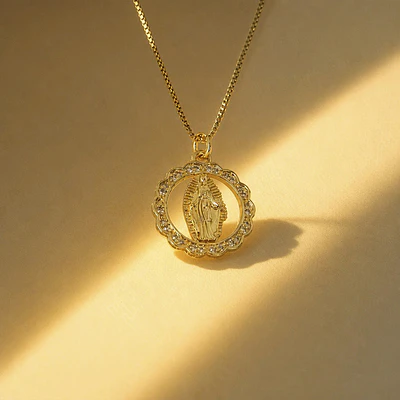 CADENA VIRGEN MILAGROSA FLOR BRILLANTE