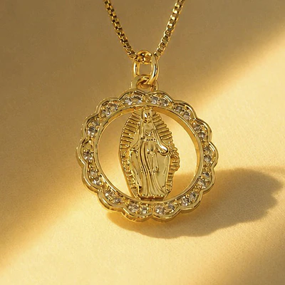 CADENA VIRGEN MILAGROSA FLOR BRILLANTE