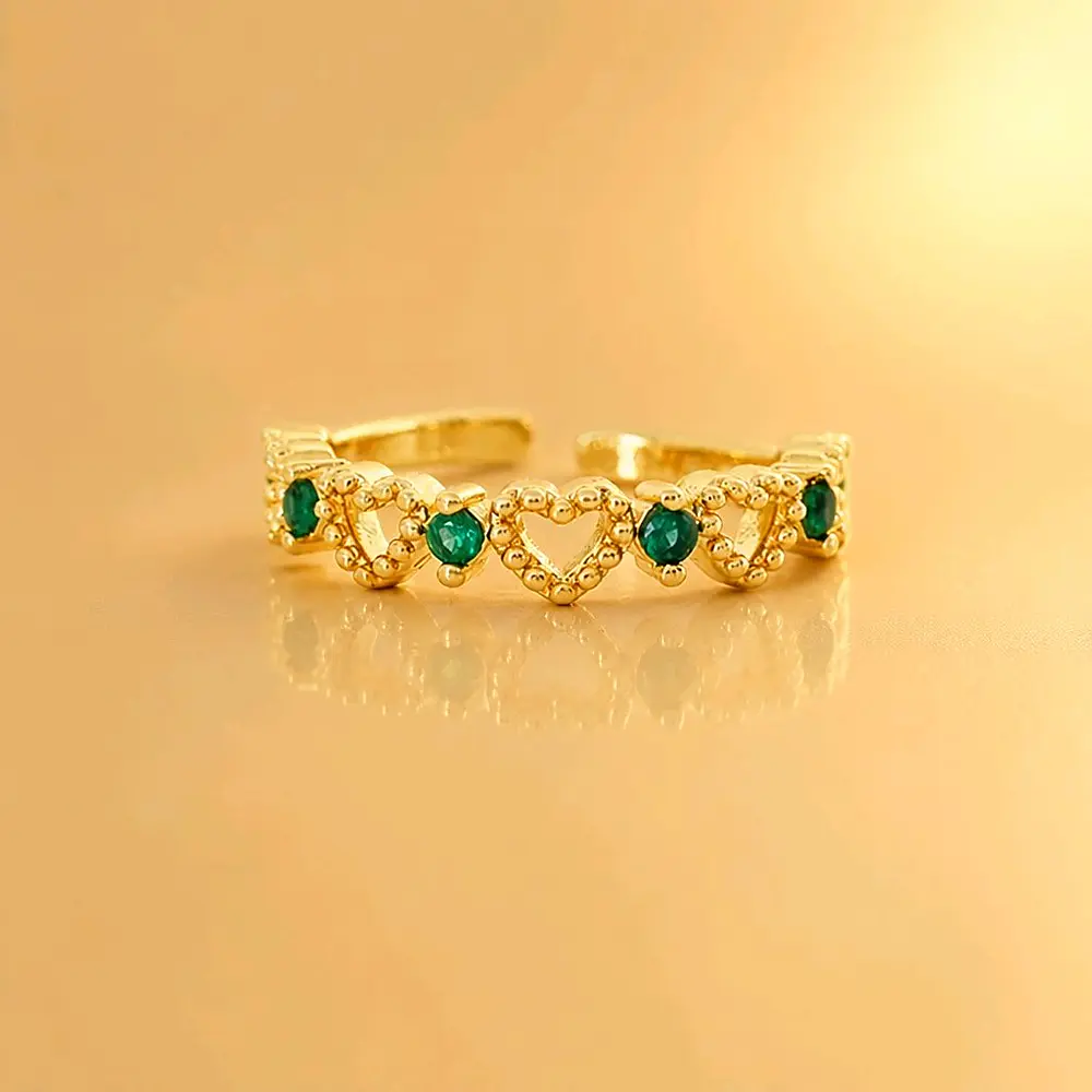 ANILLO CORAZONES VERDE