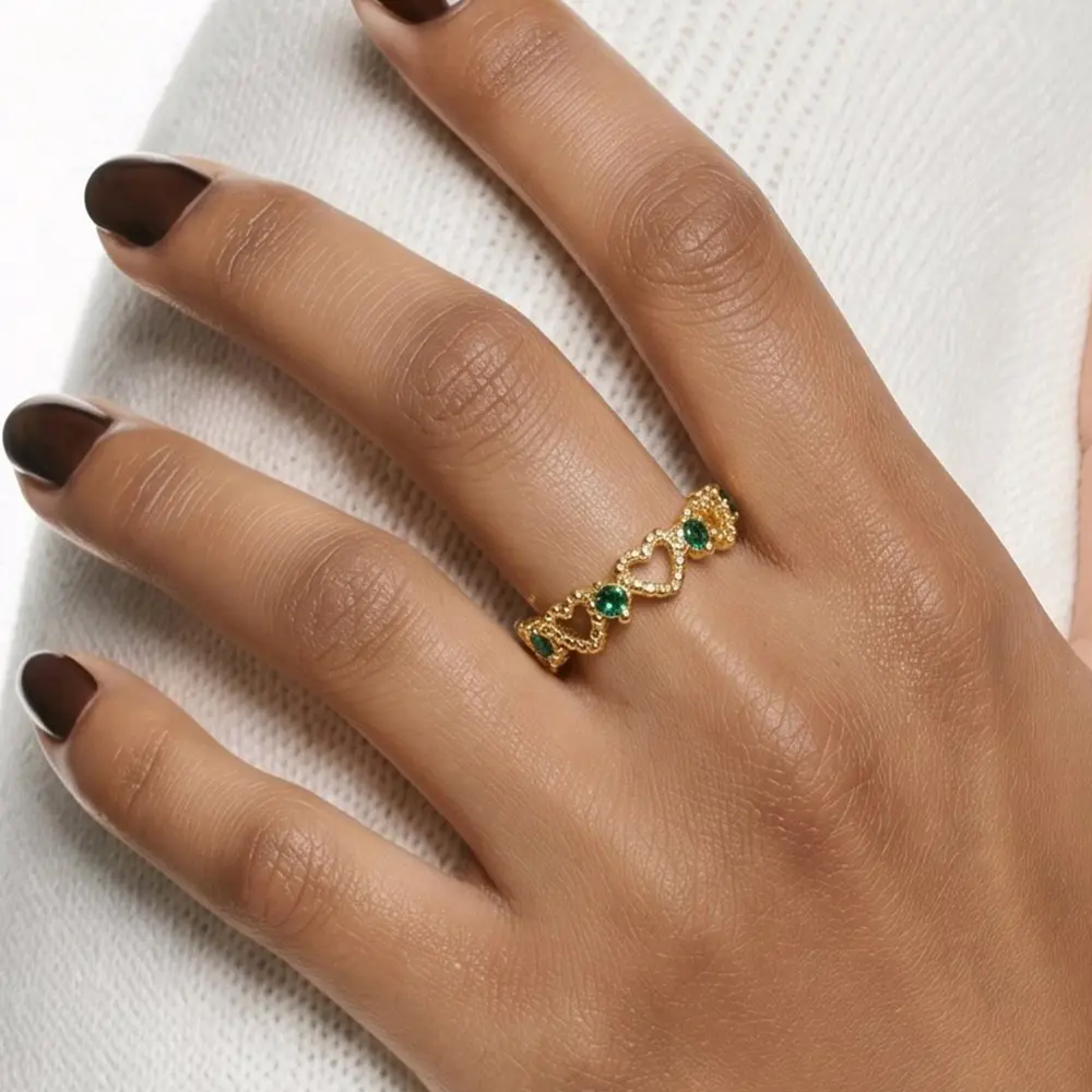 ANILLO CORAZONES VERDE