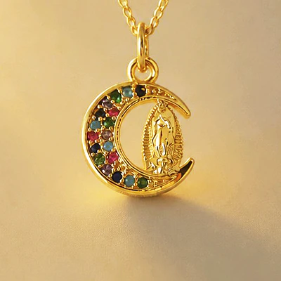 CADENA VIRGEN GUADALUPE MEDIALUNA COLORES