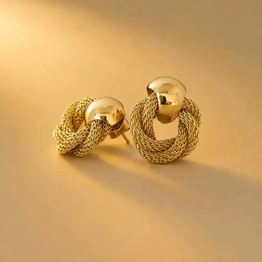 AROS TOPOS TRENZA DORADA