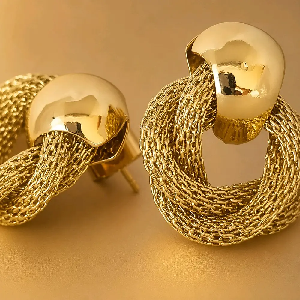 AROS TOPOS TRENZA DORADA