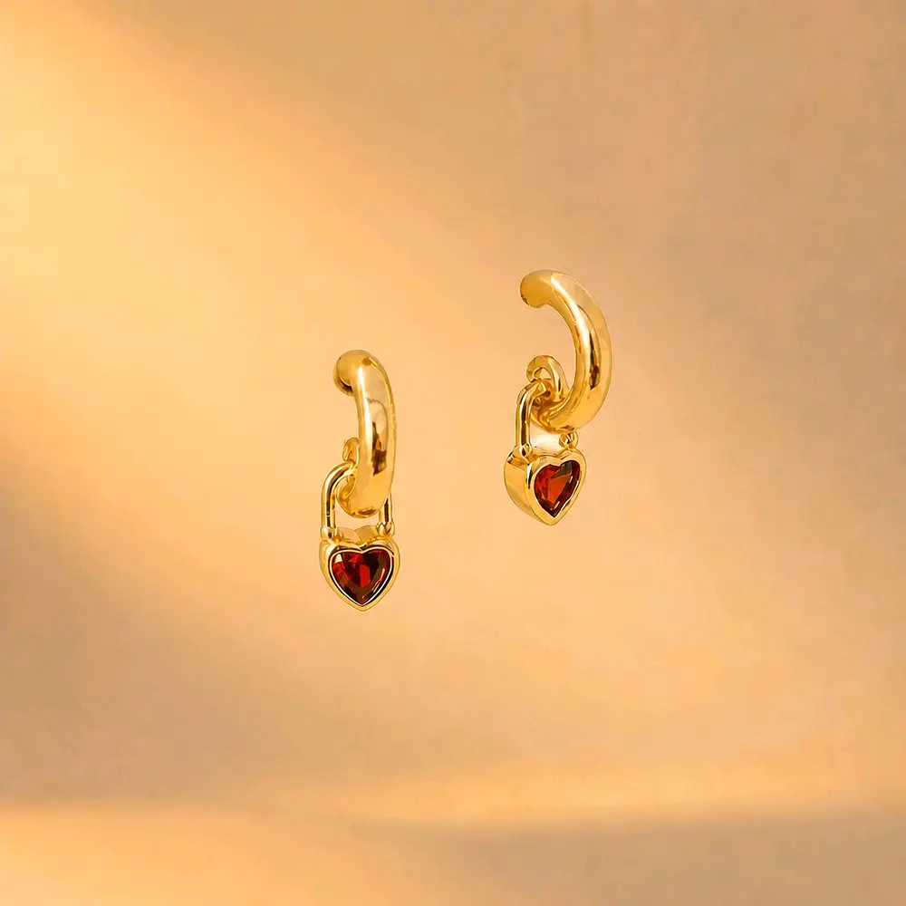MINI AROS CORAZON COLGANTE ROJOS