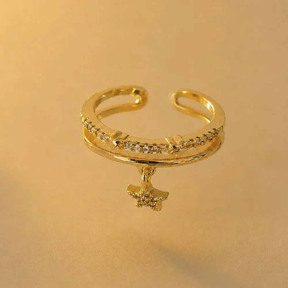 ANILLO AJUSTABLE ESTRELLA COLGANTE BRILLANTE