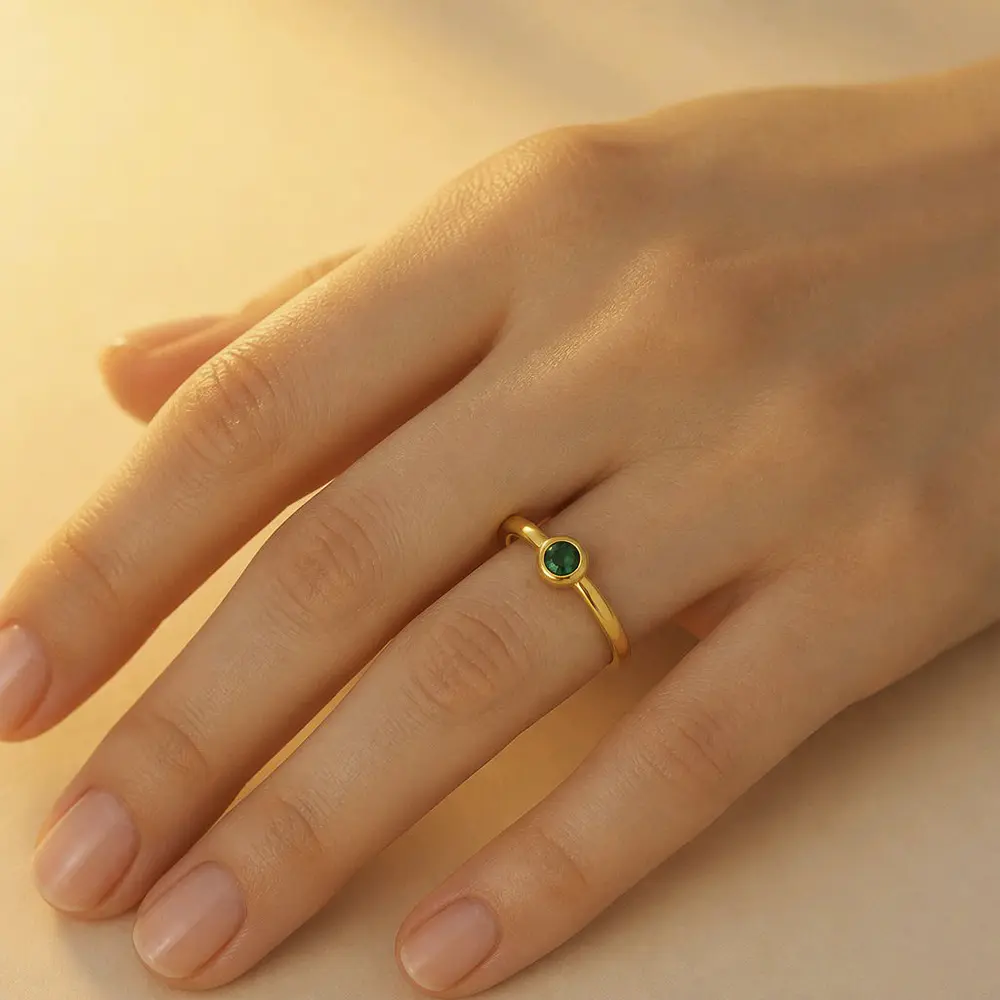 ANILLO SOLITAIRE VERDE