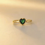 ANILLO CORAZON SOLITAIRE VERDE