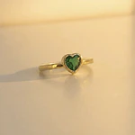 ANILLO CORAZON SOLITAIRE VERDE