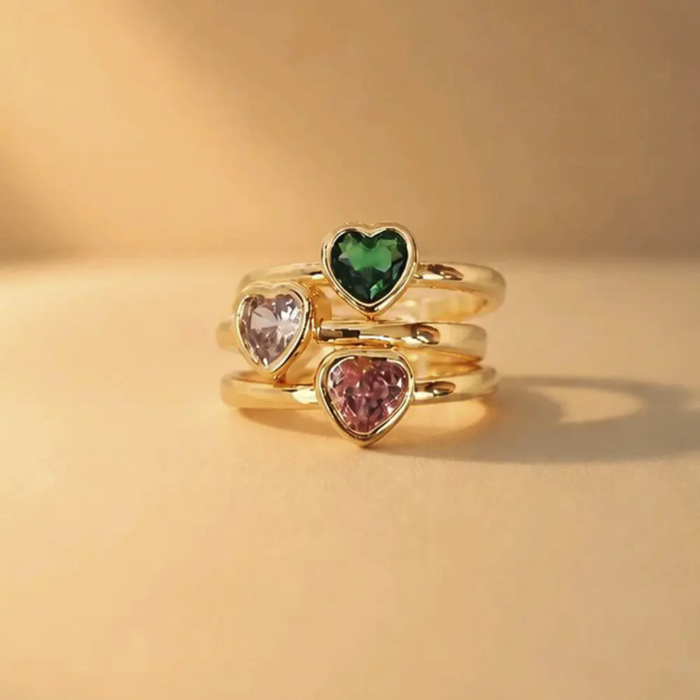 SET ANILLOS ZOLITAIRE CORAZON
