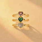SET ANILLOS ZOLITAIRE CORAZON