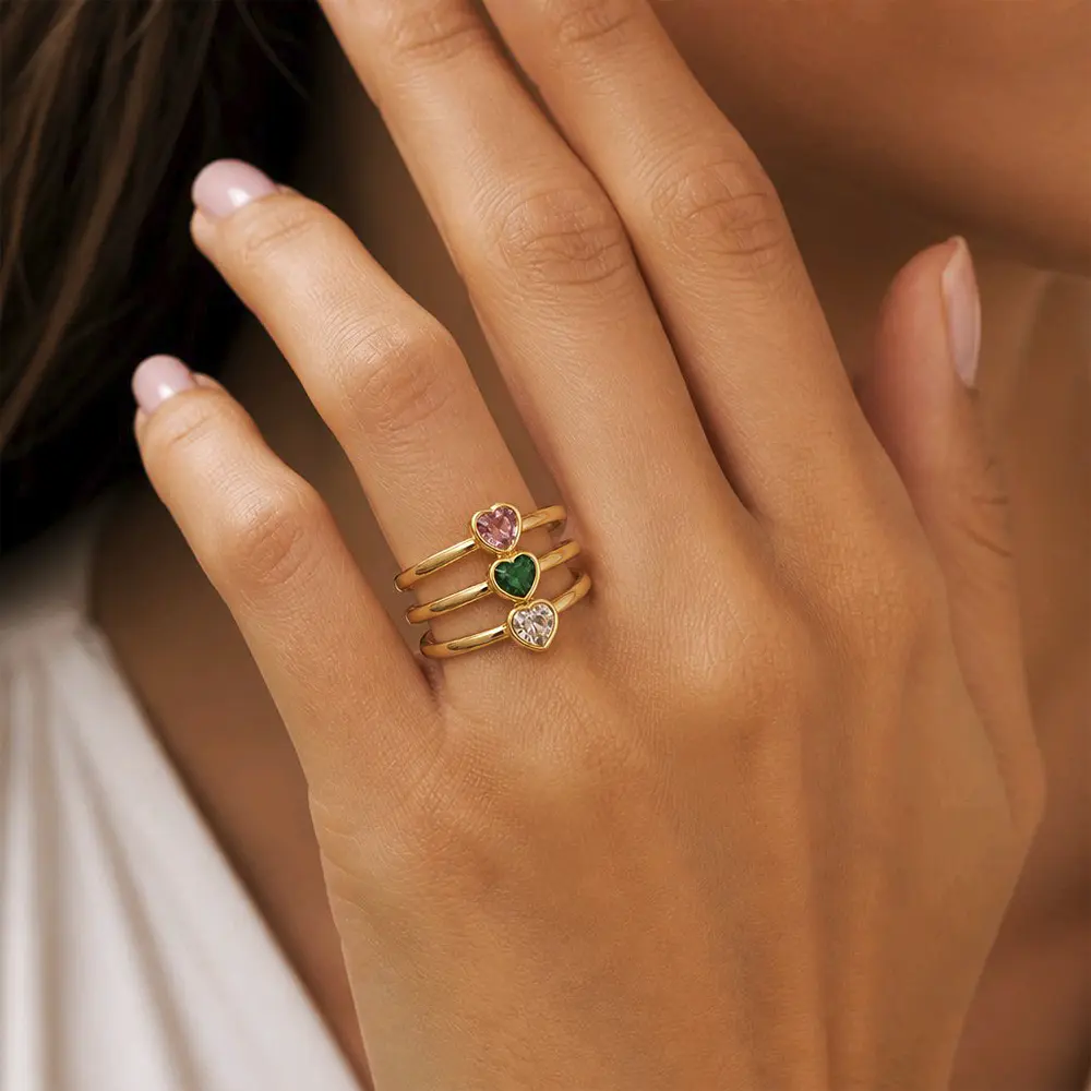SET ANILLOS ZOLITAIRE CORAZON